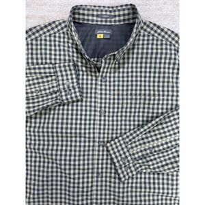 Eddie Bauer Travex Shirt‎ Men XL Black Tan Gingham Check Long Sleeve Hiking